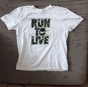 Nike Men's Tshirt Run To Live Logo Size XL EUC Excellent Used White Grey